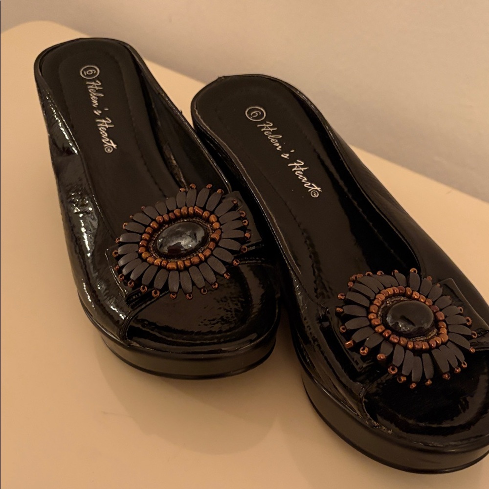 Women's Black Embellished Mules by Who's Who